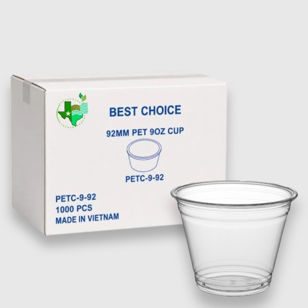 [1,000ct] 9 oz Clear PET Cups 92mm