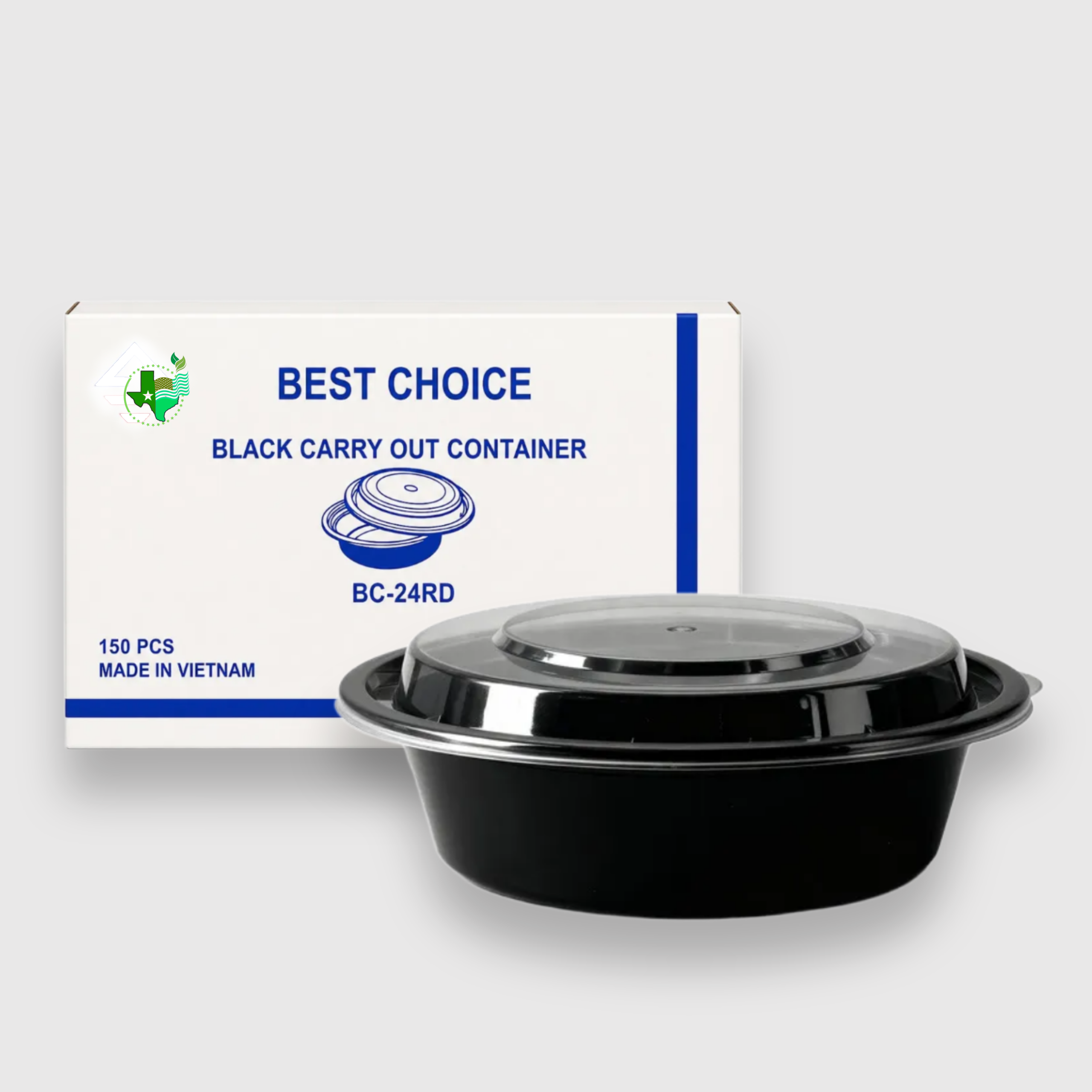 [150ct] Black 24 oz Carry Out Round Containers